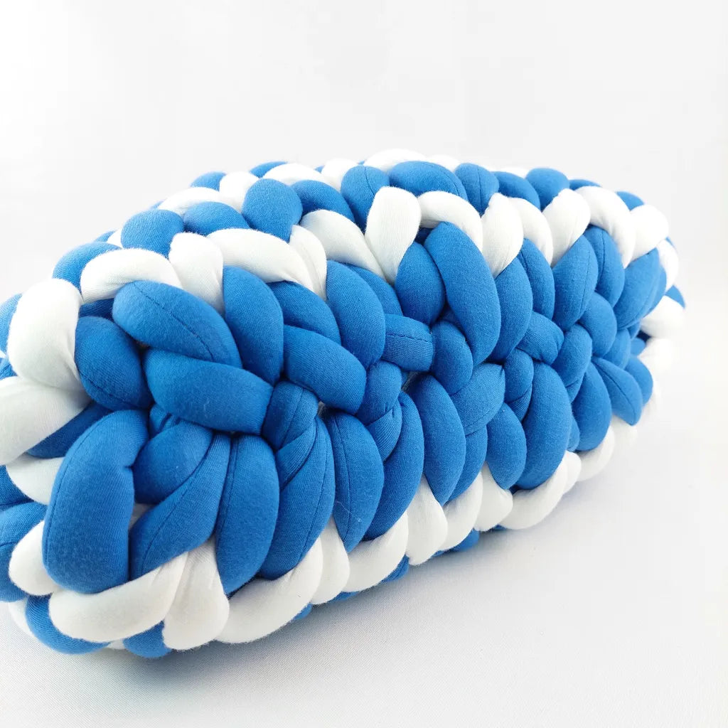 Blue White Chunky Knit Mandu Handbag