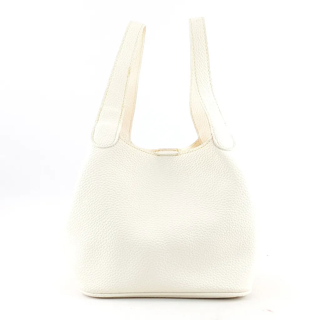 White Picotin Lock Tote Bag