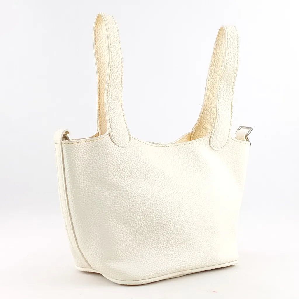 White Picotin Lock Tote Bag