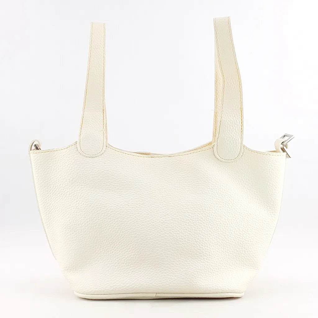 White Picotin Lock Tote Bag