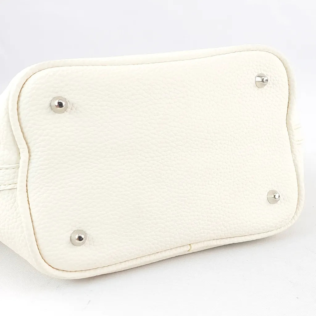 White Picotin Lock Tote Bag