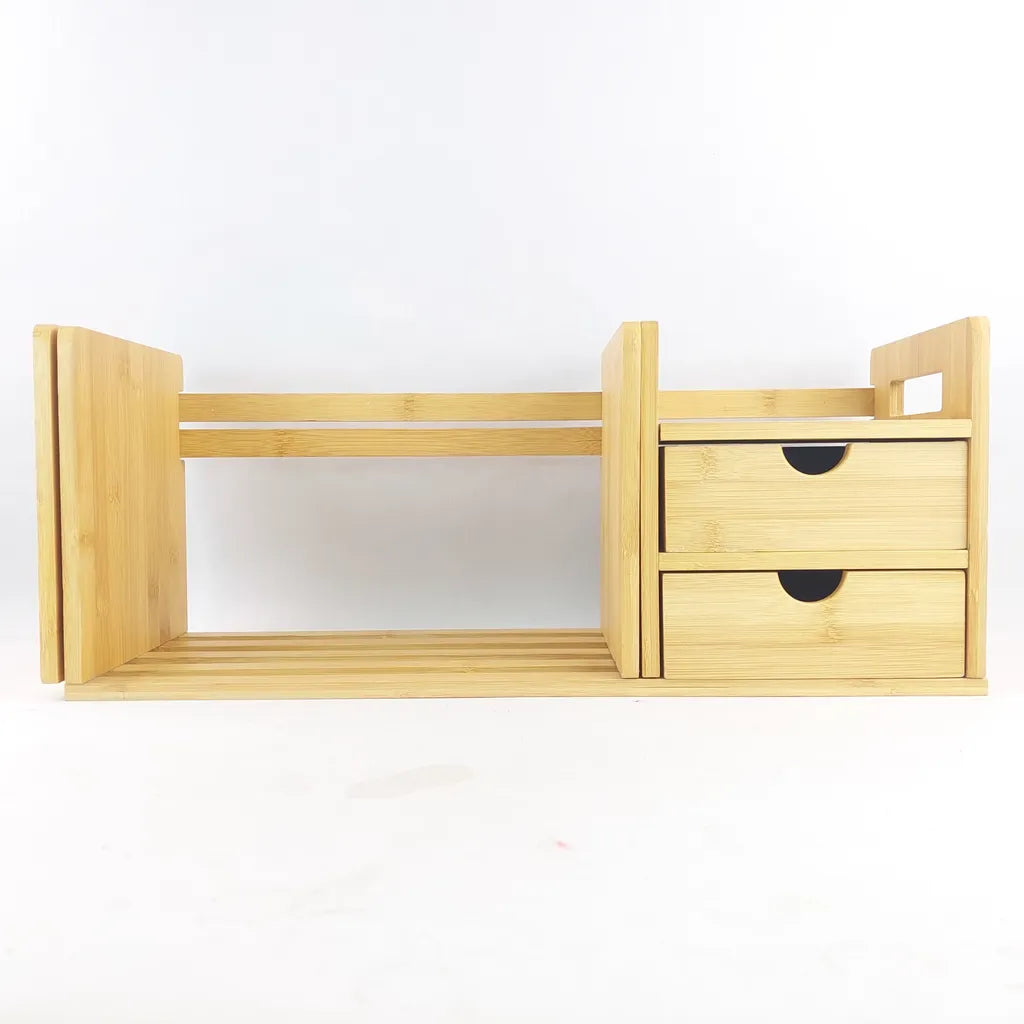 Natural Bamboo Extendable Bookshelf Desktop Organizer