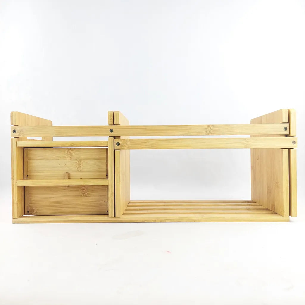 Natural Bamboo Extendable Bookshelf Desktop Organizer
