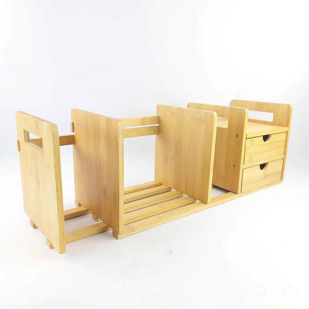 Natural Bamboo Extendable Bookshelf Desktop Organizer