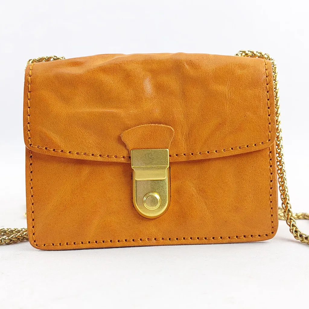 Micro Leather Cowhide Chain Bag