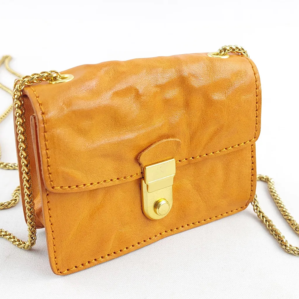 Micro Leather Cowhide Chain Bag