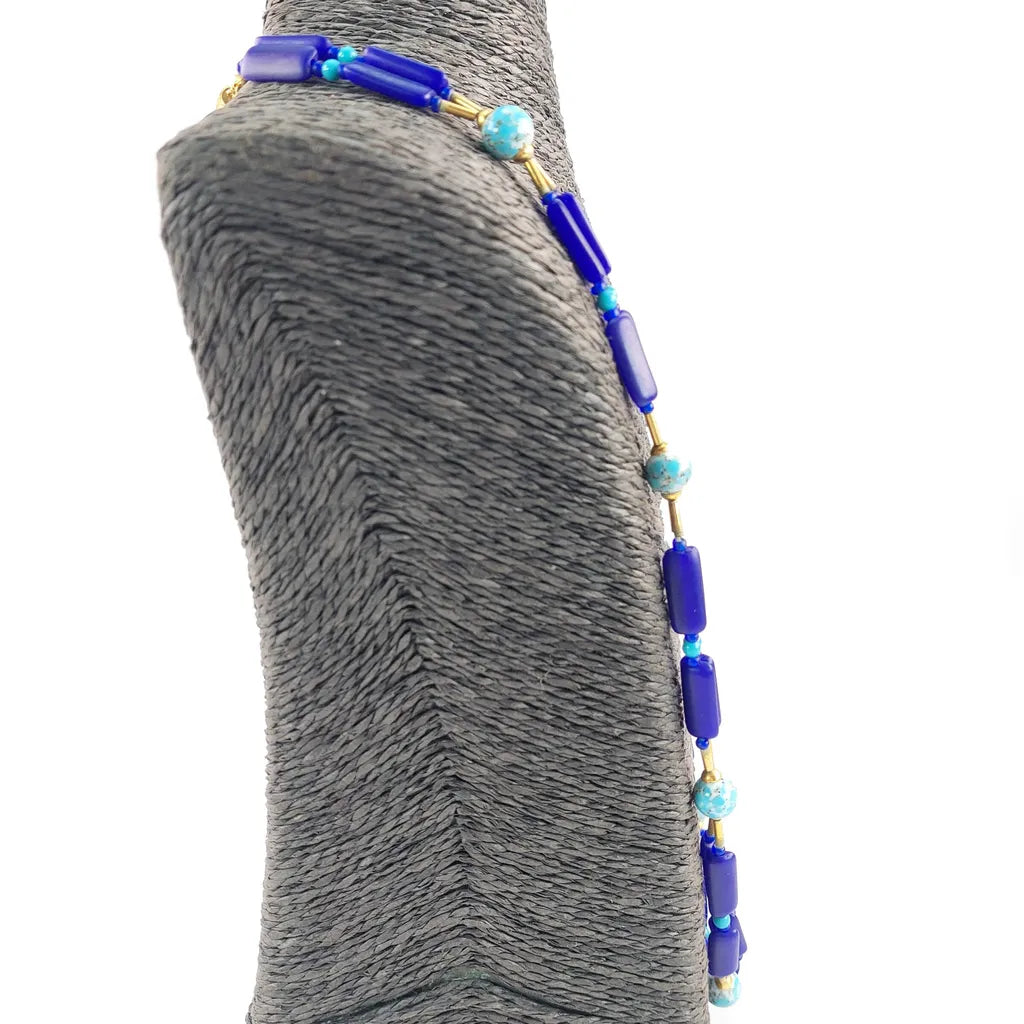 Cobalt Blue 2 Strand Glass Bead Necklace
